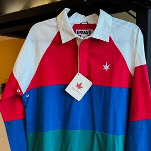 Boast “Back in Play” Colorblock Rugby Shirt | Size M or L | 100% Cotton NWT